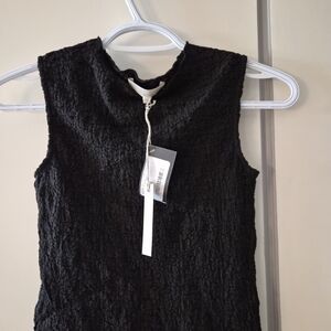 Black Textured Sleeveless Top